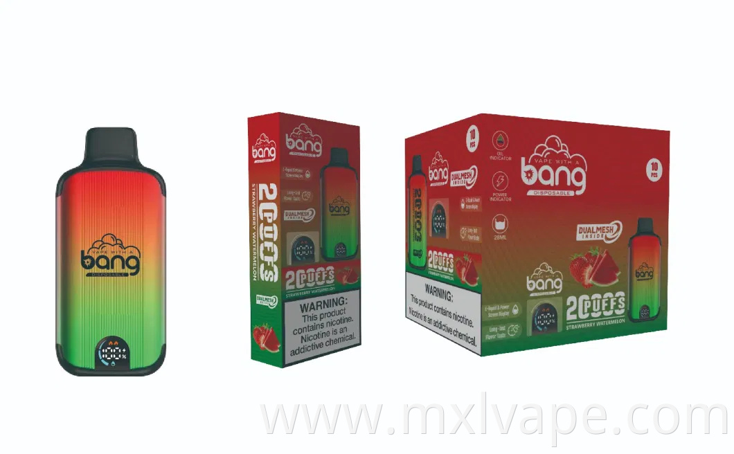 Factory Direct Disposable Electronic Cigarette Bang Smart Screen 20000 Puffs Battery: 650mAh. Type-C Can Support Alibaba Payment